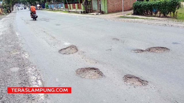 Baru Lima Bulan Diperbaiki, Jalinsum di Lampung Utara Kembali Rusak Parah