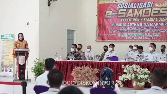 Bupati Tulangbawang Resmikan Samsat Desa Elektronik di Kampung Tri Makmur Jaya