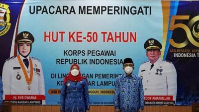 Walikota Eva Dwiana Hadiri Peringatan HUT Korpri