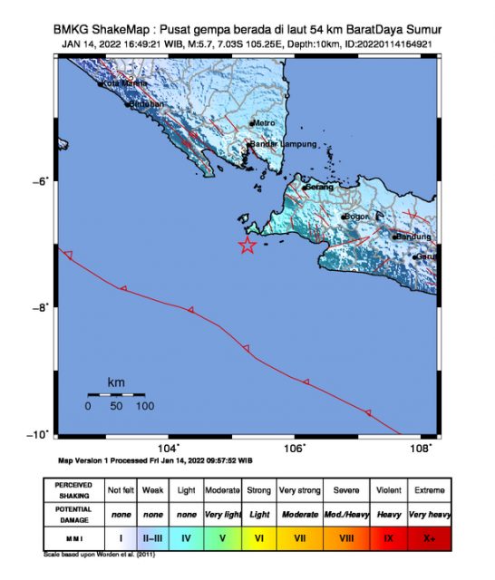 Gempa Susulan di Banten – Lampung Bermagnitudo 5,7