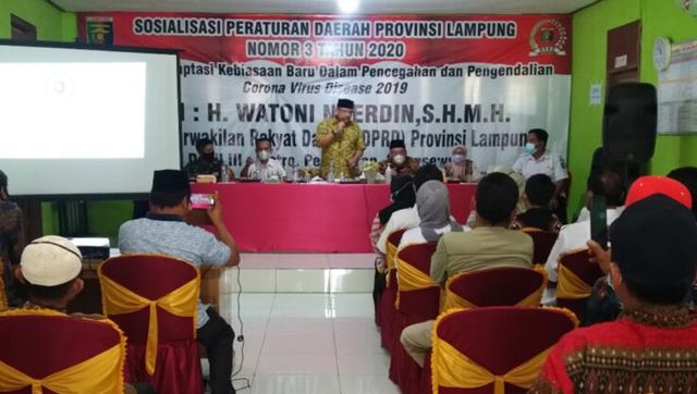Sosialisasi Perda 3/2020, Watoni Noerdin Ajak Warga Pesawaran Terapkan Prokes dan Lakukan Vaksinasi
