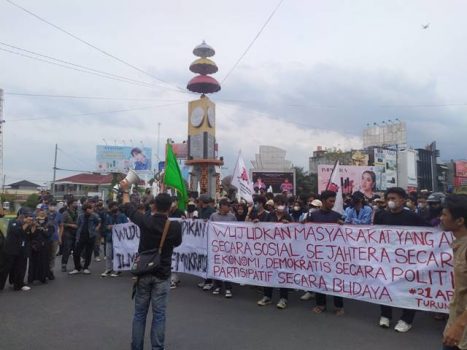 Aksi di Bundaran Adipura Bandarlampung, Ini Tujuh Tuntutan Mahasiswa Lampung