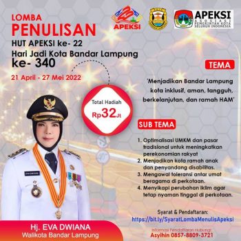 Sambut HUT ke-22 Apeksi, Pemkot Bandarlampung Gelar Lomba Penulisan untuk Jurnalis