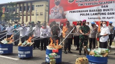 Polda Lampung Musnahkan 181 Kg Sabu dan 156 Ganja