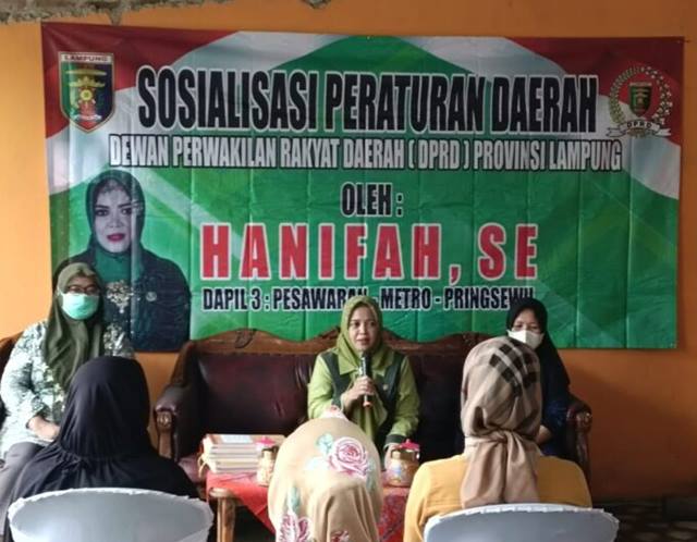 Sosialisasi Perda di Pesawaran, Hanifah Ajak Masyarakat Tetap Taat Prokes
