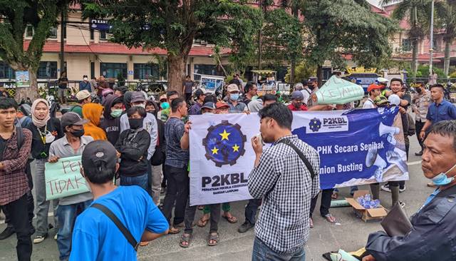 Dipecat, Para Mantan TKS DLH Geruduk Kantor Pemkot Bandarlampung