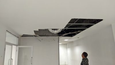 Satu Tahun Lebih, Plafon Ruang Lantai 9 Gedung Satu Atap Pemkot Bandarlampung Dibiarkan Berlubang