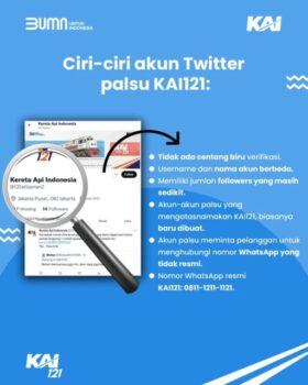 Waspada Akun Twitter Palsu, Perhatikan Tanda-Tanda Akun Resmi KAI Ini