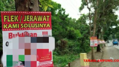 Pengawasan Lemah, Spanduk Liar Bermunculan di Jalanan Lampung Utara