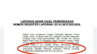 Penghentian Penanganan Polemik Kepala Desa Subik, Ini Alasan Ombudsman Lampung
