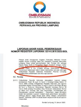Penghentian Penanganan Polemik Kepala Desa Subik, Ini Alasan Ombudsman Lampung
