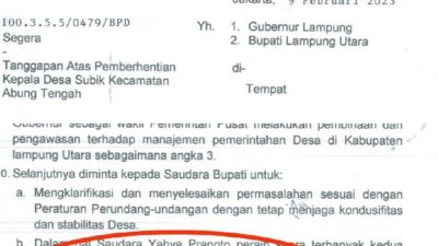 Kemendagri Minta Bupati Lampung Utara Berhentikan Yahya Pranoto Sebagai Kepala Desa Subik