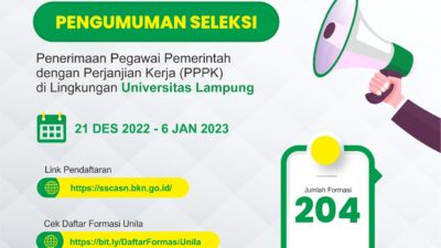 Unila Buka Lowongan 204 Dosen PPPK