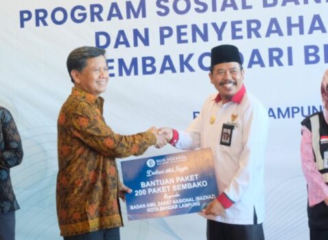 Bank Indonesia KPw Lampung dan BMPD Serahkan Bantuan Paket Sembako