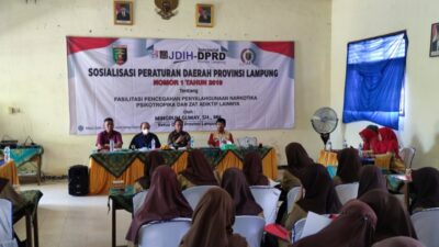 Mingrum Gumay Sosalisasikan Perda Narkoba di SMK 1 Terbanggi Besar