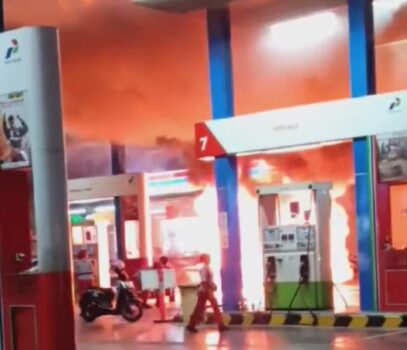 SPBU di Jalan Antasari Bandarlampung Terbakar