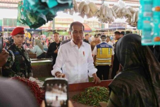 Gubernur Arinal Dampingi Presiden Jokowi Cek Harga Komoditas Pangan di Pasar Baru Rumbia