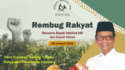 Cawapres Mahfud MD akan Hadiri Rembug Rakyat Ganjar Mahfud di Lapangan Kutoarjo Pesawaran