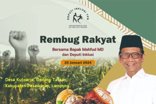 Cawapres Mahfud MD akan Hadiri Rembug Rakyat Ganjar Mahfud di Lapangan Kutoarjo Pesawaran