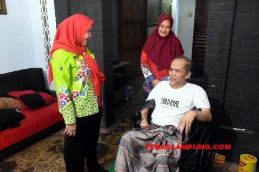 Walikota Eva Dwiana Serahkan Bantuan Kursi Roda kepada Warga Kedamaian