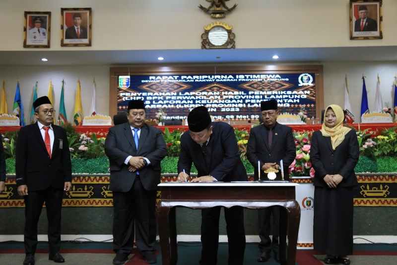 Pemprov Lampung Raih Opini Wajar Tanpa Pengecualian 10 Kali Berturut-turut dari BPK