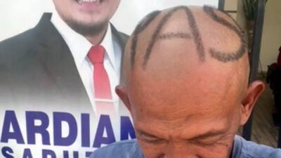 Pilkada Lampung Utara, Pemuda Ini Rela Cukur Rambut Bertuliskan PAS