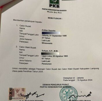 Dianggap Berpeluang Besar Menang, PKB Usung PAS dalam Pilkada Lampung Utara