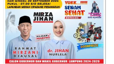 Pasangan Mirza-Jihan Gelar Senam Sehat di Pesawaran dengan Doorprize Menarik