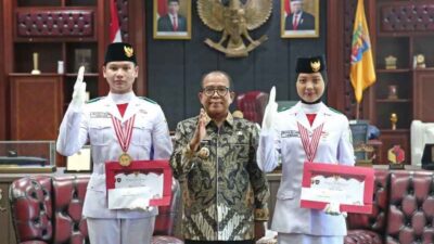 Usai Jalankan Tugas di Ibu Kota Nusantara, 2 Paskibraka Kunjungi Pj. Gubernur Samsudin