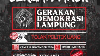 Gerakan Demokrasi Lampung Gelar Aksi Damai Tolak Politik Uang pada Pilkada Lampung