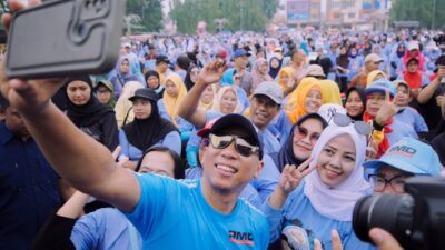 Ribuan Warga Antusias Ikuti Senam Sehat Bersama Mirza-Jihan di Kota Metro