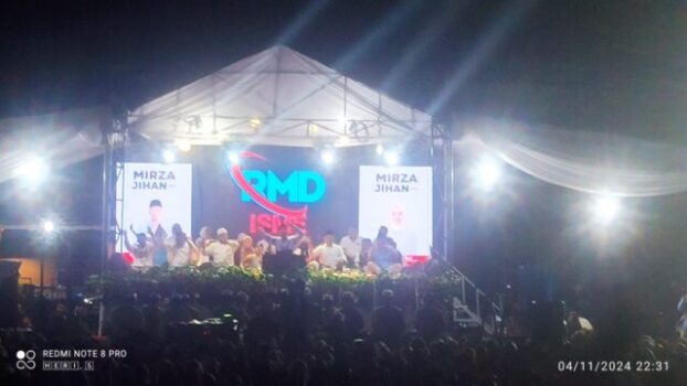 Diguyur Hujan Deras, Ribuan Warga Lamteng Khidmat Ikuti Gelaran Sholawat RMD ISME Lampung Tengah