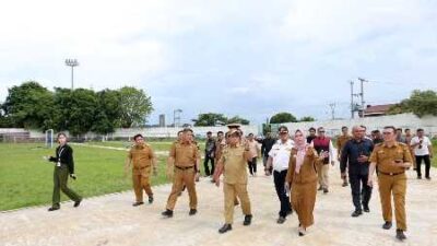Pj. Gubernur Samsudin Tinjau Progres Pembangunan Revitalisasi Stadion Pahoman Bandarlampung