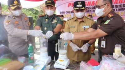Dandim 0410/KBL Hadiri Pemusnahan Barang Bukti Berbagai Kasus Tindak Pidana