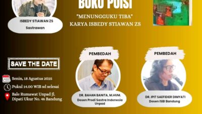 Buku Puisi Isbedy Akan Dibedah di Unpad, Ipit: Ketenangan Bicara Kematian