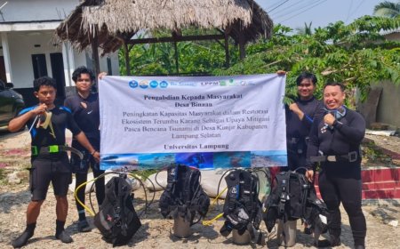 Dosen Unila Tingkatkan Kapasitas Masyarakat Desa Kunjir dalam Rehabilitasi Lingkungan dan Sumber Daya Alam Pasca Bencana dengan Restorasi Ekosistem Terumbu Karang