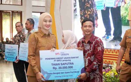 Wagub Lampung Serahkan KUR ke Pelaku UMKM, Dukung Program Nasional Penciptaan Lapangan Kerja