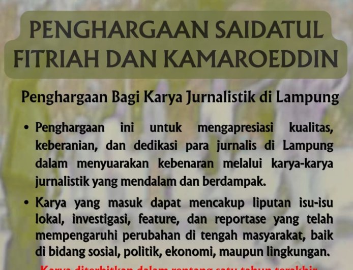 AJI Bandarlampung Kembali Gelar Anugerah Saidatul Fitriah dan Kamaroeddin