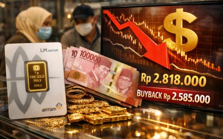 Harga Emas Antam Turun Tajam, Tertekan Penguatan Dolar AS
