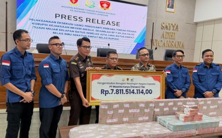 Kejati Lampung Eksekusi Uang Pengganti Rp7,8 Miliar Kasus Korupsi Tol Terpeka