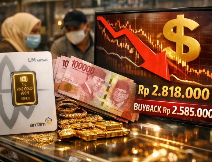 Harga Emas Antam Turun Tajam, Tertekan Penguatan Dolar AS