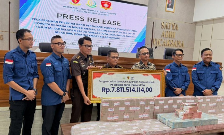 Kejati Lampung Eksekusi Uang Pengganti Rp7,8 Miliar Kasus Korupsi Tol Terpeka