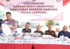 Polda Lampung Musnahkan Barang Bukti 42,8 Kg Sabu dan 40 Butir Ekstasi