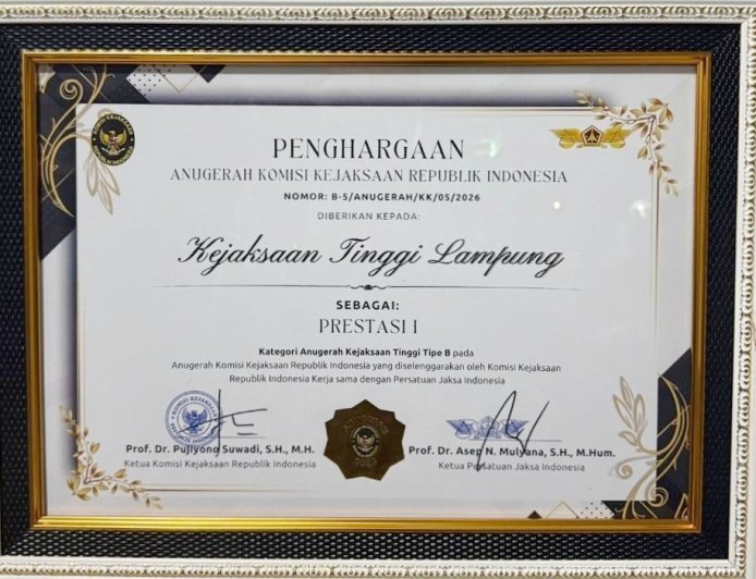 DPRD Lampung Apresiasi Kejati Raih Penghargaan Nasional