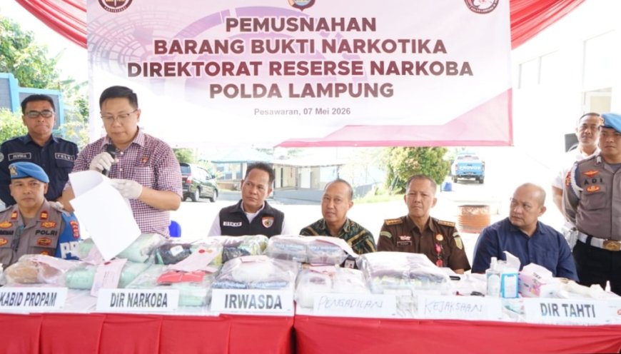 Polda Lampung Musnahkan Barang Bukti 42,8 Kg Sabu dan 40 Butir Ekstasi