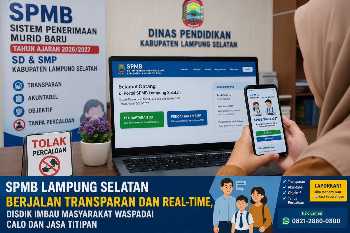 SPMB SD dan SMP di Lampung Selatan Berlangsung Daring, Disdik Minta Warga Waspadai Calo