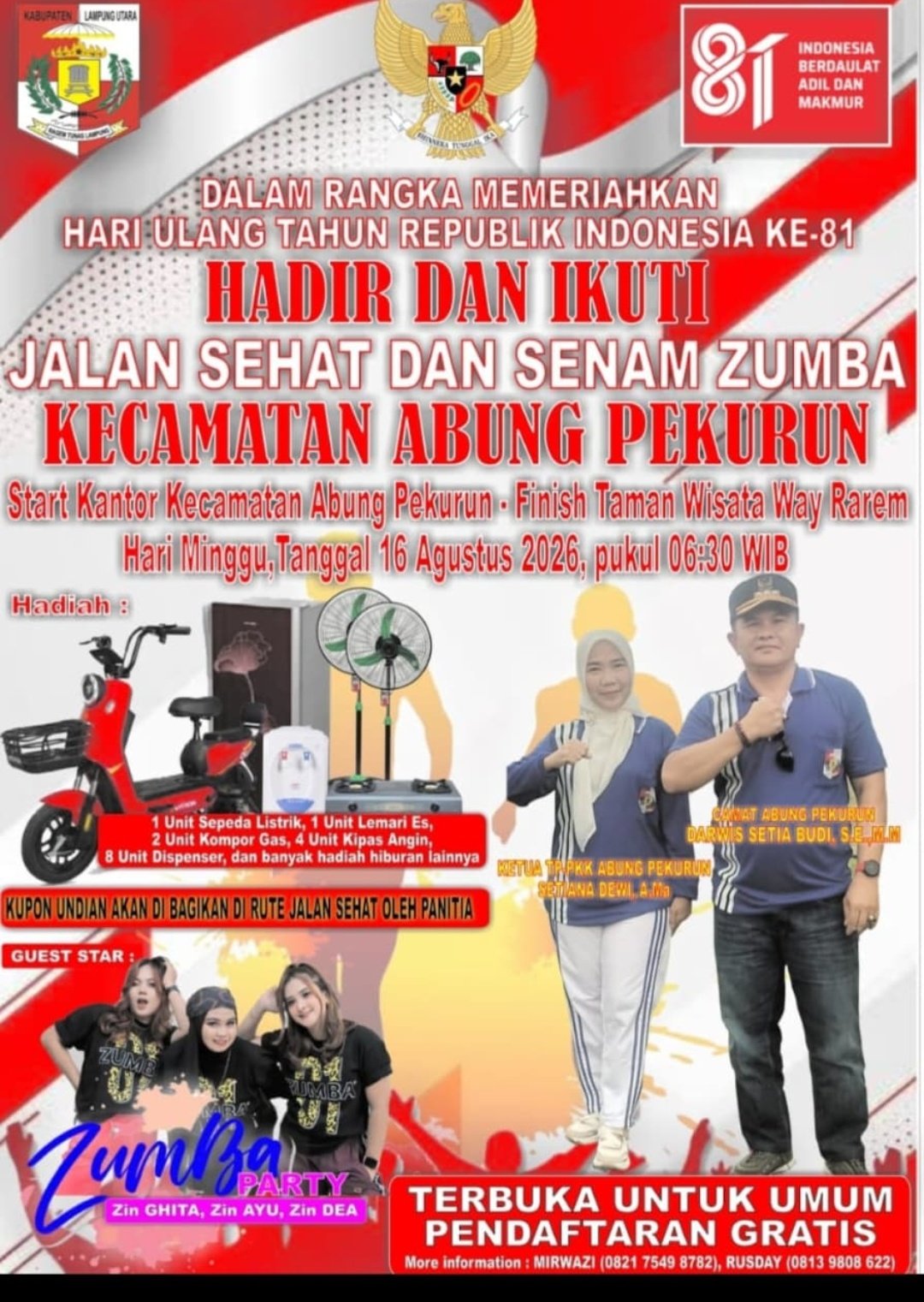 Gerakkan Perekonomian Lokal, Kecamatan AbungpekurunLampung Utara Gelar Perlombaan Perayaan HUT RI
