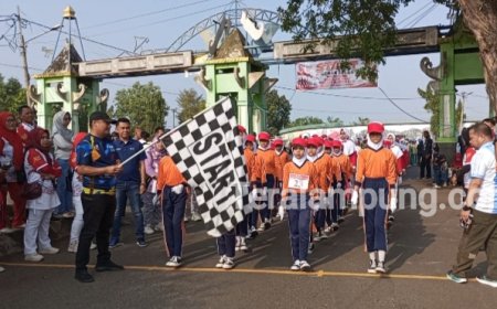 Ribuan Pelajar SD Lampung Utara Ikuti Lomba Gerak Jalan