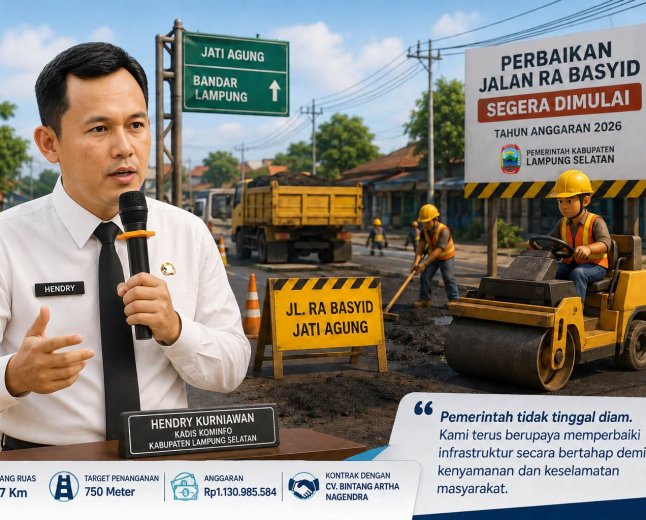 Pemkab Lampung Selatan Mulai Perbaiki Jalan RA Basyid, Anggarkan Rp1,13 Miliar