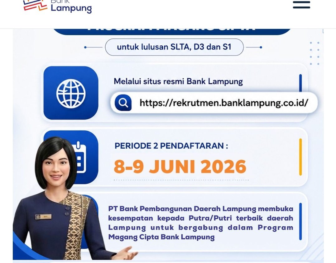 Bank Lampung Buka Program Magang Cipta, Indra Merviana: Bekali Peserta dengan Kompetensi Perbankan